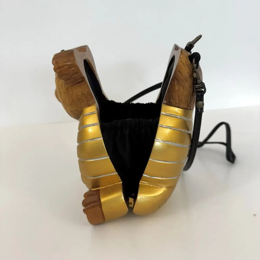Timmy Woods Honey Bear Mini Minaudiere Clutch Crossbody Bag Gold/Brown Teddy